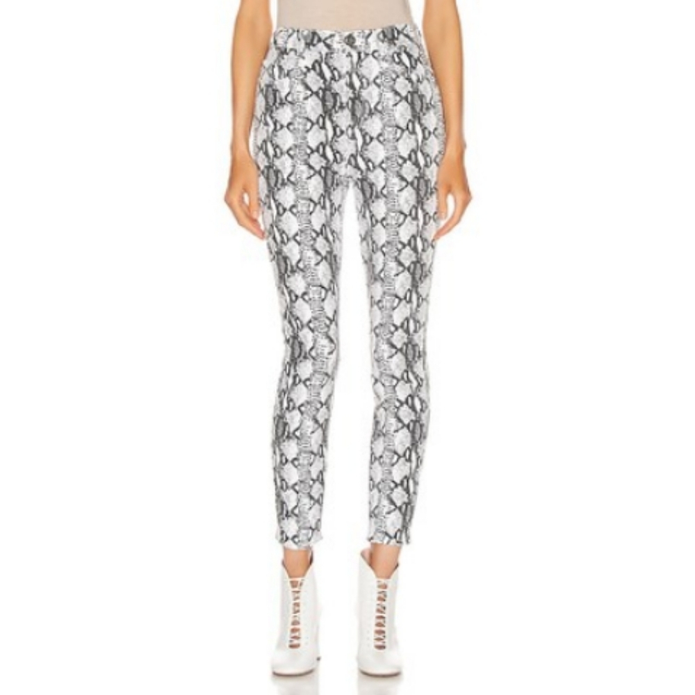 Frame Ali High Rise Cigarette Jeans Tonal Python